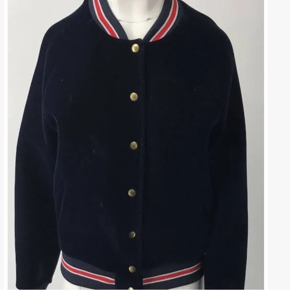 Hillfiger collection blue velvet bomber jacket in S